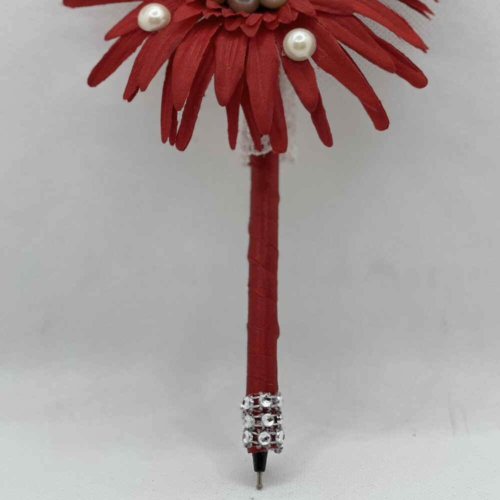 Red Gerbera Flower Journal Writing Pen (R1) - Picture 2 of 5
